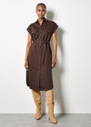 Cotton Slub Midi Shirt Dress, Brown, large