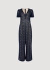 Lined Ornate Lace Jumpsuit, Navy, large