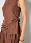 Side Knot Woven Top, Brown, large