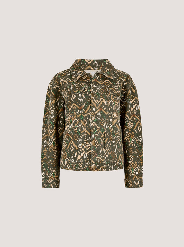 Ikat Denim Jacket, Khaki, large