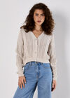Crochet Cable Cardigan, Stone, large