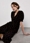 Polka Dot Button-Down Midi Dress, Black, large