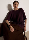 Soft-Touch Batwing Waffle Knit Top, Purple, large