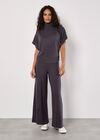 Soft Touch Wide Leg Trousers, Dark Grey - Charcoal, large