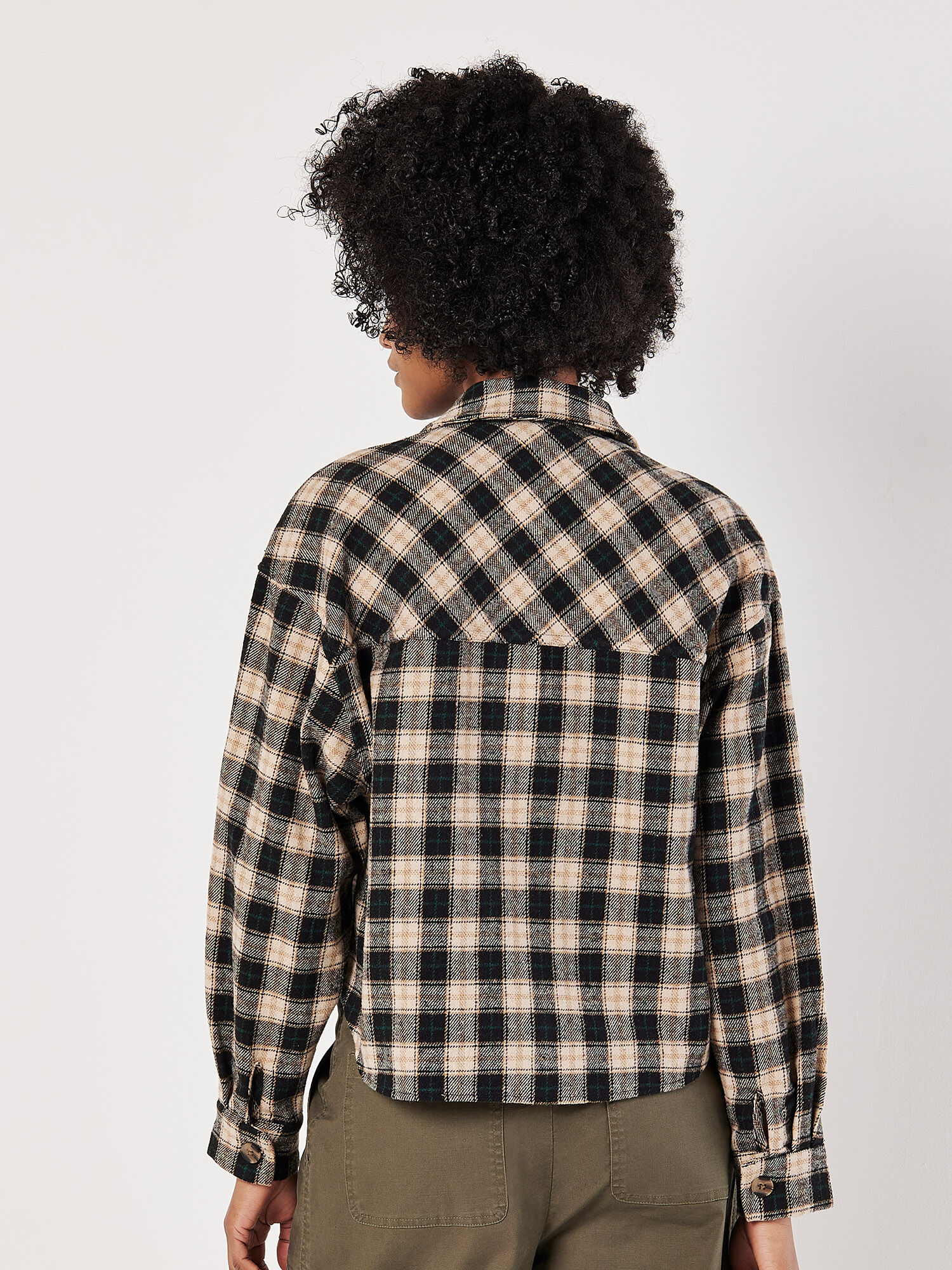 Cropped Check Shacket | Apricot Clothing