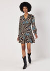 Patchwork Floral Shimmer Mini Dress, Teal, large
