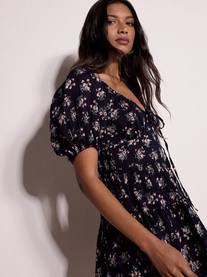 Cotton Dobby Floral Mini Dress