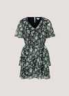 Watercolour Rose Tiered Mini Dress, Navy, large
