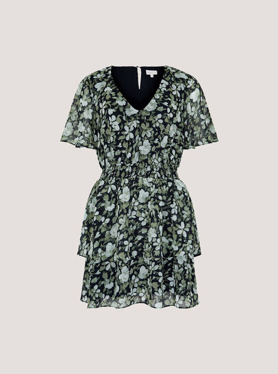 Watercolour Rose Tiered Mini Dress