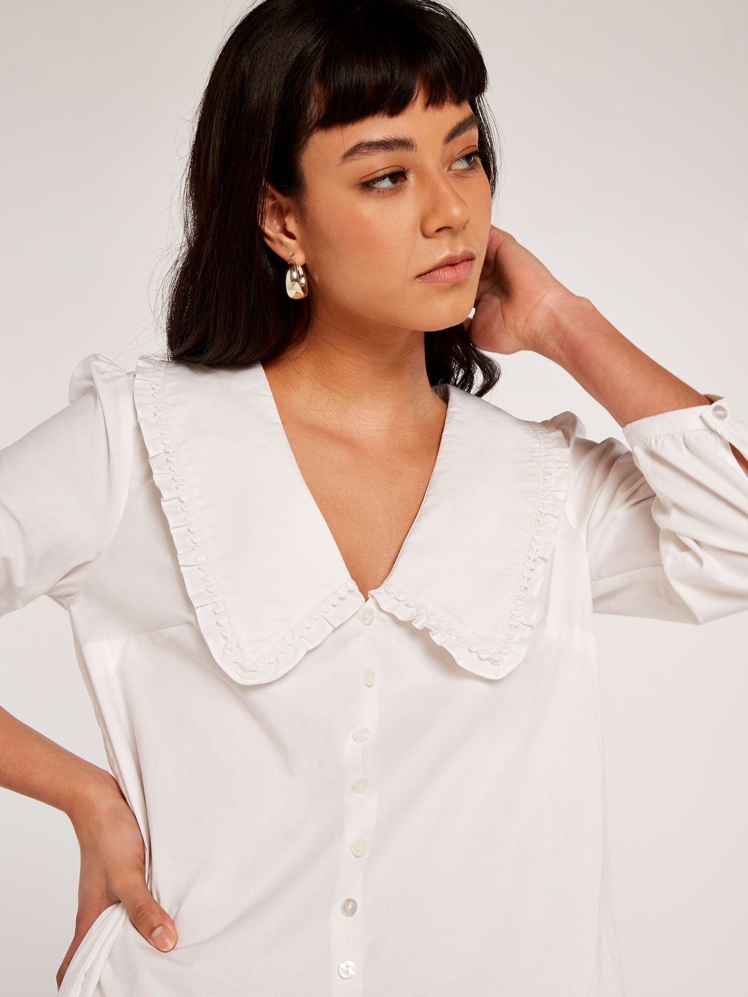 Plus size white shirt dress with collar outlet