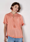 Smocked Ruffle Top, Coral, large