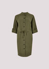 Drawstring Shirt Mini Dress, Khaki, large