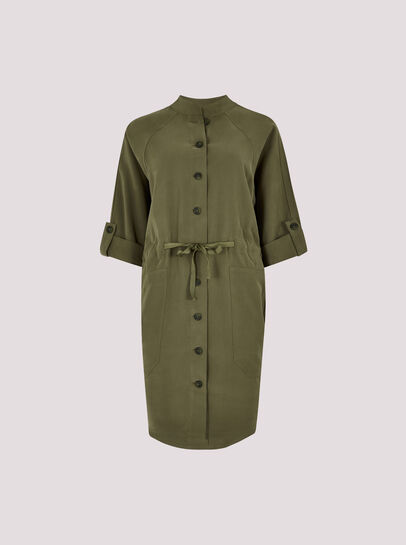Drawstring Shirt Mini Dress