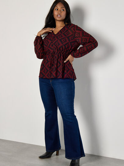 Curve Geo Print Chiffon Blouse