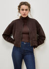 Lightweight Denim Bomber Jacket, Brown, large