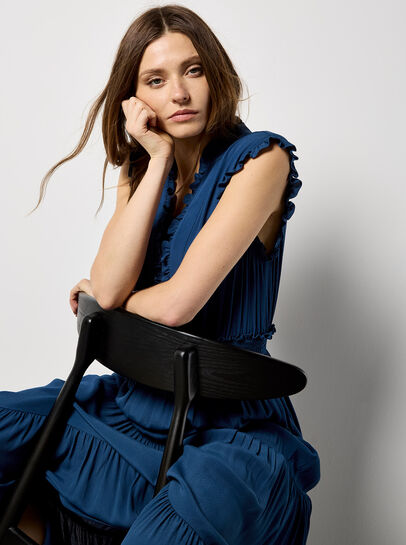 V-Neck Ruffle Tiered Maxi Dress