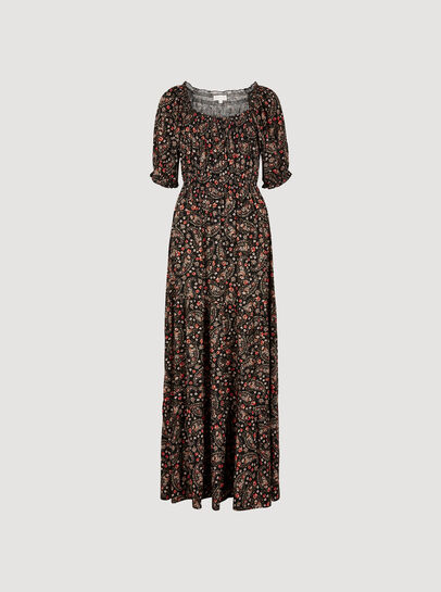 Floral Paisley Milkmaid Maxi Dress