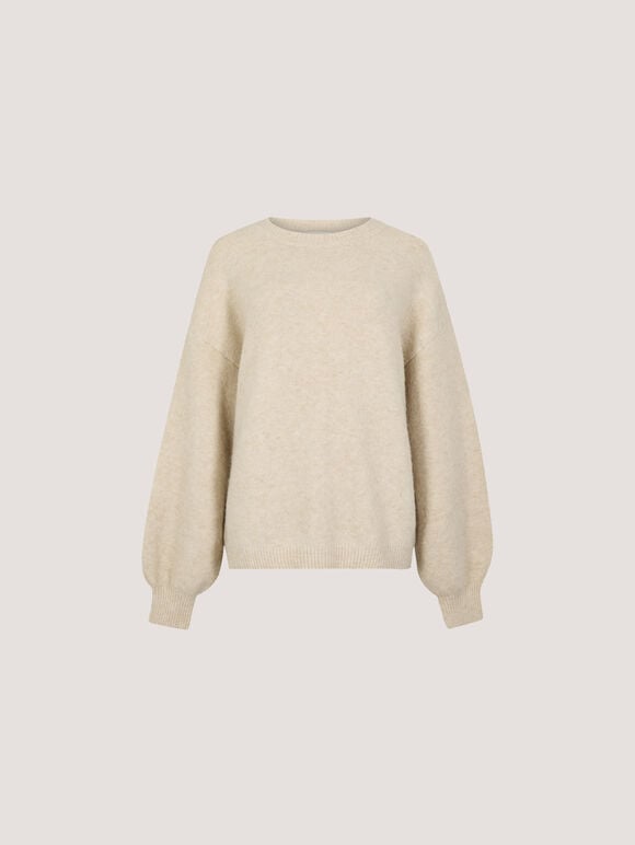 Bow Back Soft Jumper, Stone, large