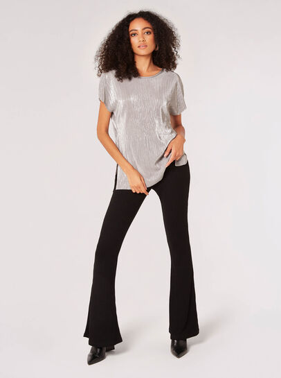 Metallic Plisse V-Back Top