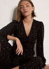 Floral Print Midi Tea Dress, Black, large