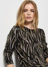 Zebra Knit Swing Mini Dress, Khaki, large