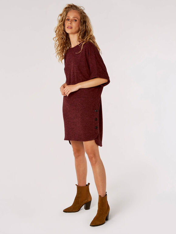 Soft Touch Batwing Mini Dress , Burgundy, large