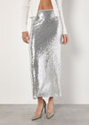 Sequin Bias Cut Midaxi Skirt, Light Grey / Silver, large