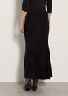 Ribbed Knit Midi Skirt, Black, large