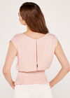 Gingham Shirred Crop Top, Pink, large