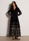 Paisley Embroidered Maxi Dress, Black, large