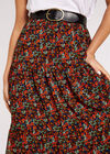 Pansy Ditsy Tiered Skirt, Navy, large