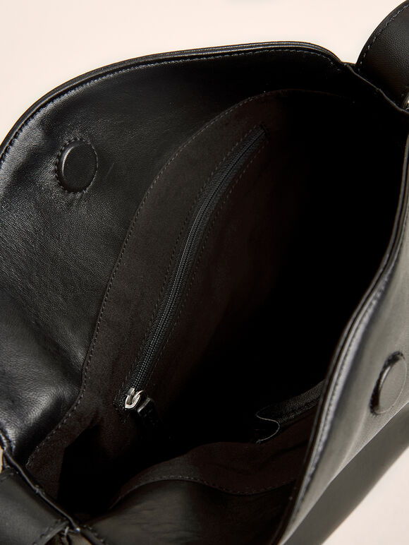 Soft Leather Shoulder Bag, Black, large