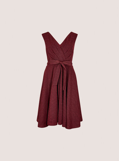 Metallic Pleat Skater Mini Dress