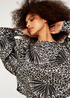 Leafy Animal Oversized Top, Black, large