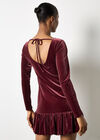 Velvet Bodycon Bubble Hem Mini Dress, Burgundy, large