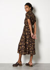 Textured Leaf Shirt Midi Dress, Brown, large