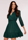 Crinkle Chiffon Wrap Mini Dress, Green, large