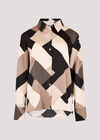 Geo Print Satin Shirt, Stone, large
