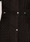Black Quilted Chevron Fur Hood Jacket, Black, large