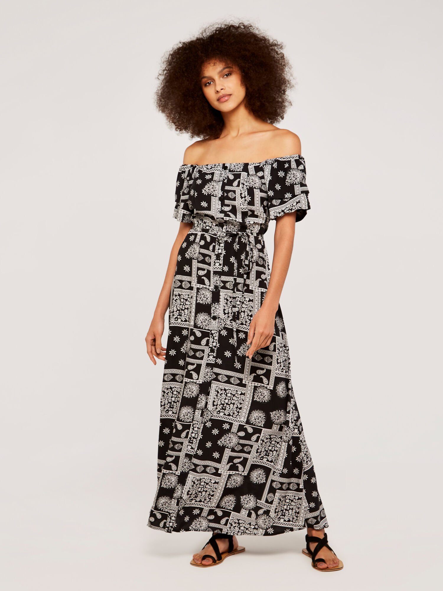 Black and white bardot dress deals