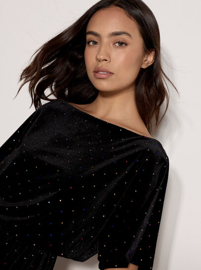 Multicolour Gem Velvet Mini Dress