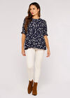 Ditsy Tiered Top, Navy, large