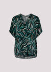 Abstract Print Pleat Blouse, Green, large