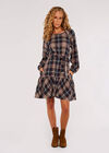 Check Print Ruffle Mini Dress, Rust, large