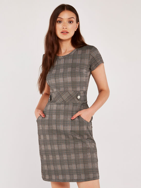  Heritage Check Jacquard Dress, Black, large
