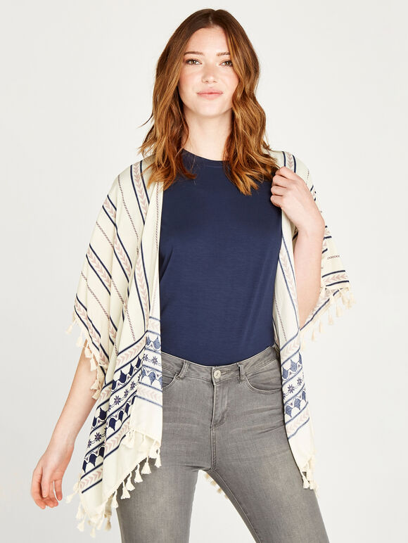 Tribal Lines Cardigan, Cream, large