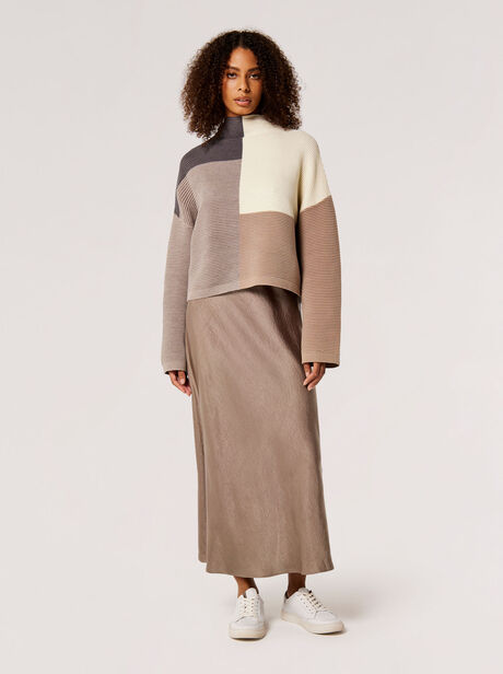 Satin Bias Midi Skirt