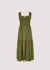 Smock Tiered Midi Dress, Khaki, large