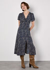 Animal Print Midaxi Dress, Navy, large