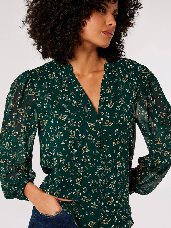 Ditsy Floral Chiffon Blouse | Apricot Clothing